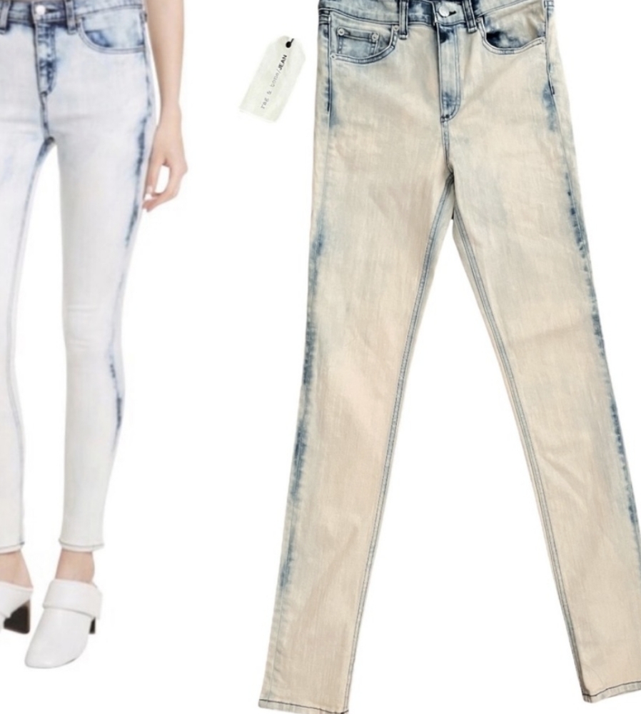 NWT Rag & Bone Jeans "Nina" Bleach Wash High Rise Skinny Jeans Sz 29 - Picture 3 of 12